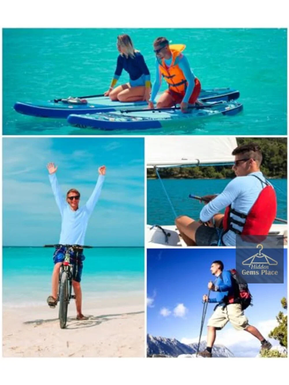 Men's UPF 50+ Long Sleeve Rash Guard Swim Shirts 4 Pack UV Sun Protection